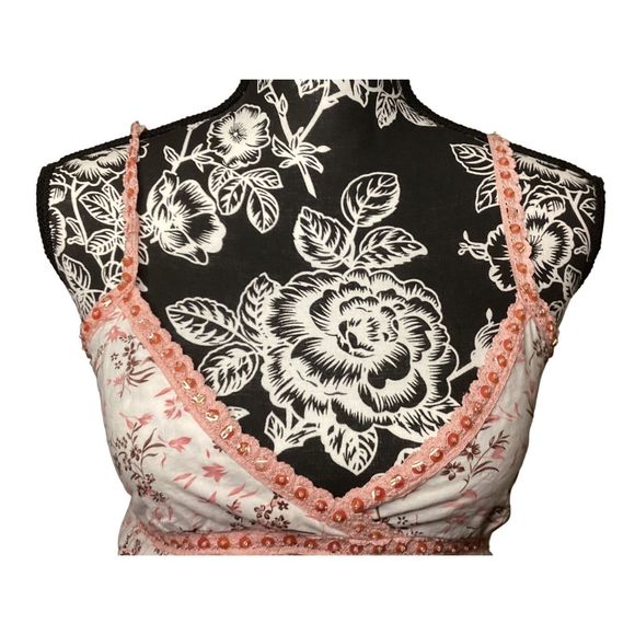 Vintage Forever 21 Floral Sequin Tank Top Flowers Coastal Beach Vacation - Picture 8 of 10